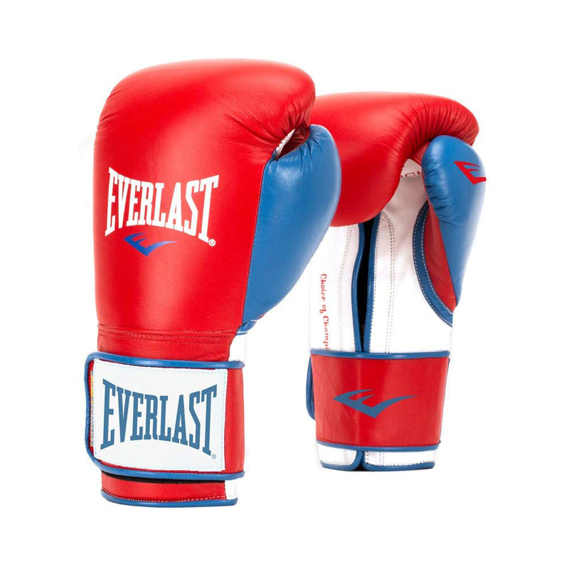 Everlast 16 Ounce Powerlock Hook & Loop Training Gloves, Red and Blue (Open Box)