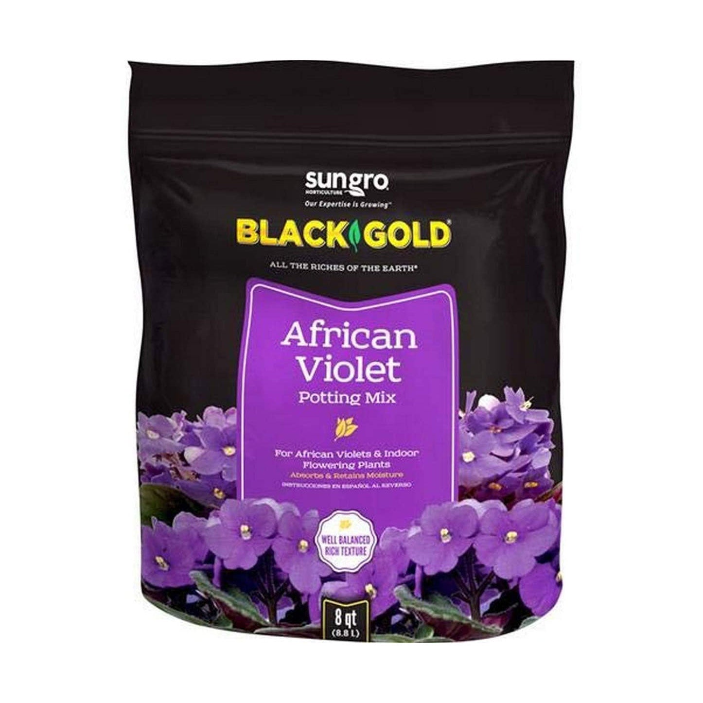 SunGro Black Gold Natural Organic African Violet Potting Mix, 8 Qt Bag (4 Pack)