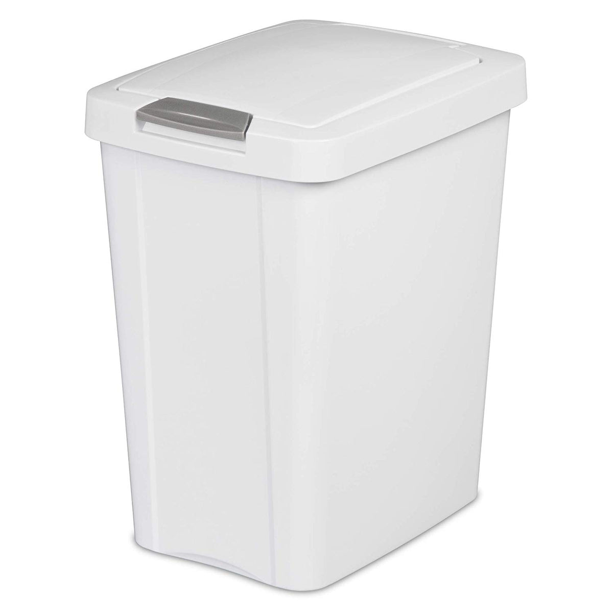 Sterilite 10438004 7.5 Gallon TouchTop Wastebasket with Titanium Latch, White