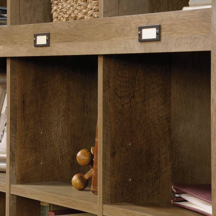 Sauder Woodworking Adept Storage Credenza Cubby Hole Craftsman Oak (Open Box)
