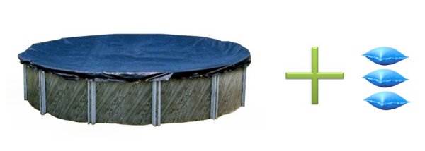 Swimline 24' Round Above Ground Swimming Pool Cover + 3) Closing Air Pillows