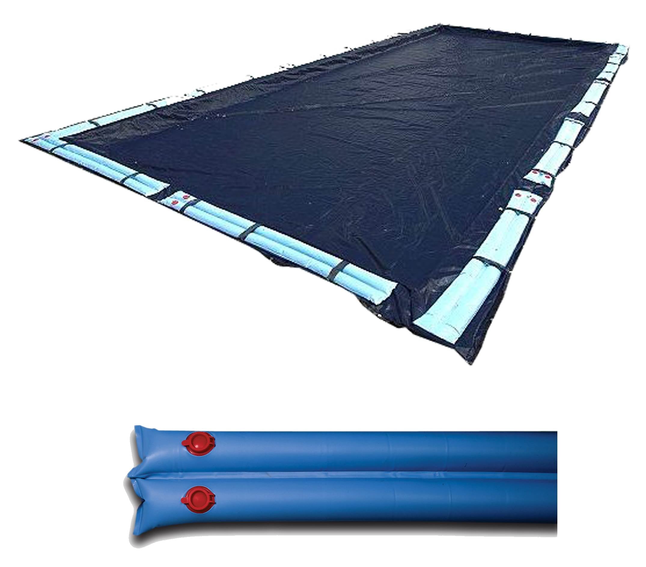 Swimline Silv/Black 25x40 Rectangle Inground Pool Cover + 18) Winter Water Tubes