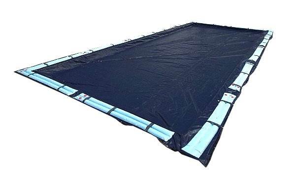 Swimline Silv/Black 25x40 Rectangle Inground Pool Cover + 18) Winter Water Tubes
