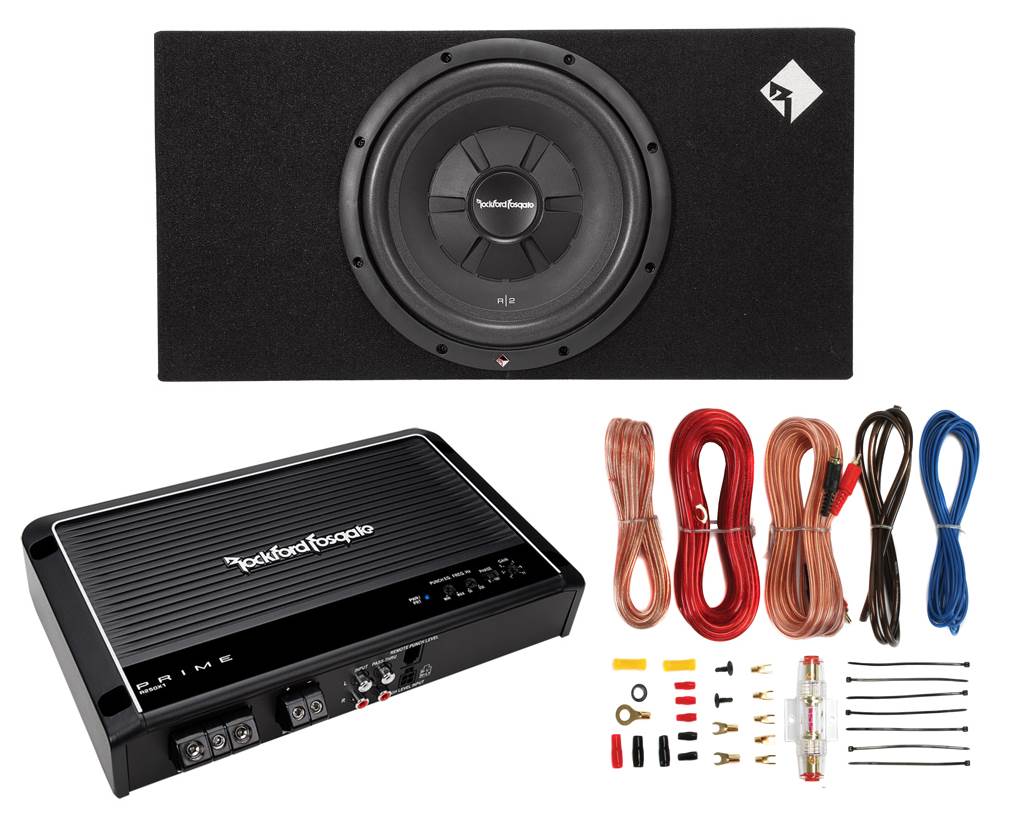 NEW Rockford Fosgate R2S-1X12 12" 500W Subwoofer + Enclosure + Mono Amp + Wiring