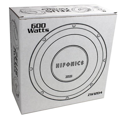 Hifonics ZW12D4 Zeus 12" 1200W Car Subwoofers (2 Pack) + Amp Kit Box