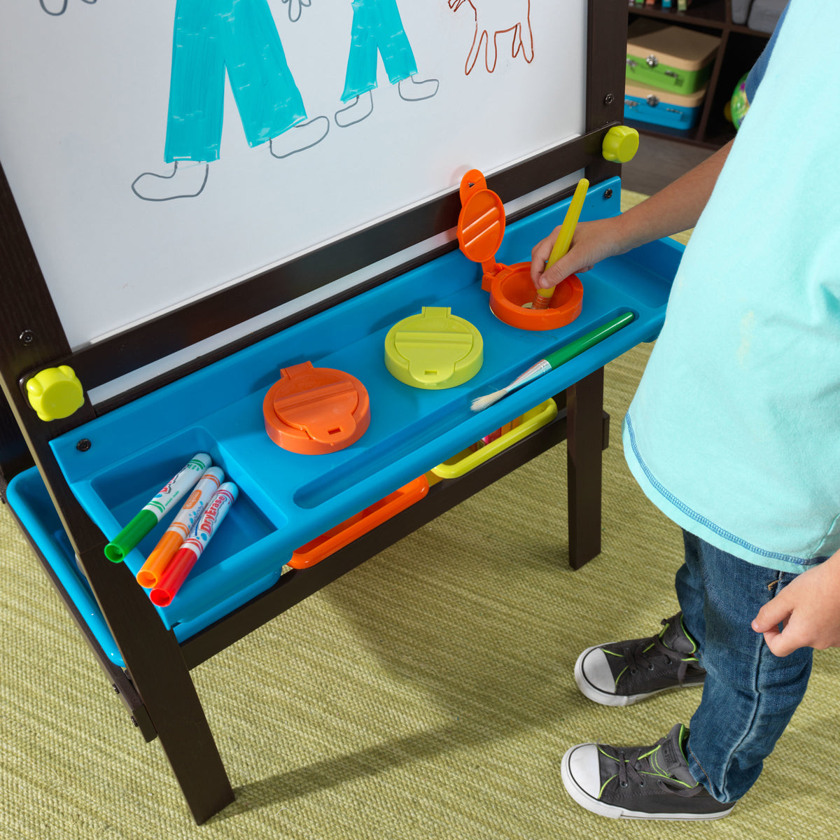 KidKraft Chalkboard & Whiteboard Art Easel with Paper Roll, Espresso (Open Box)