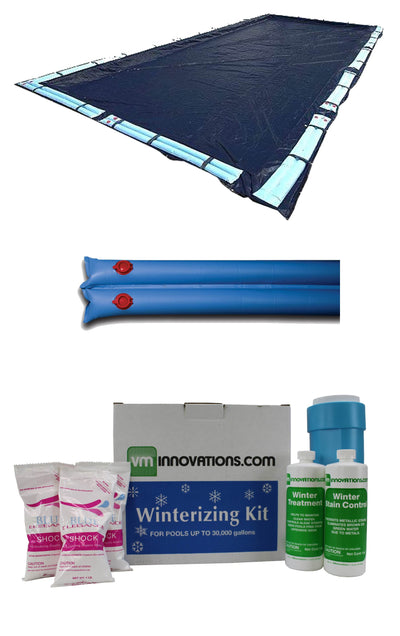 Swimline 20x40 Inground Pool Cover + 16) Water Tubes + Winterizing Closing Kit