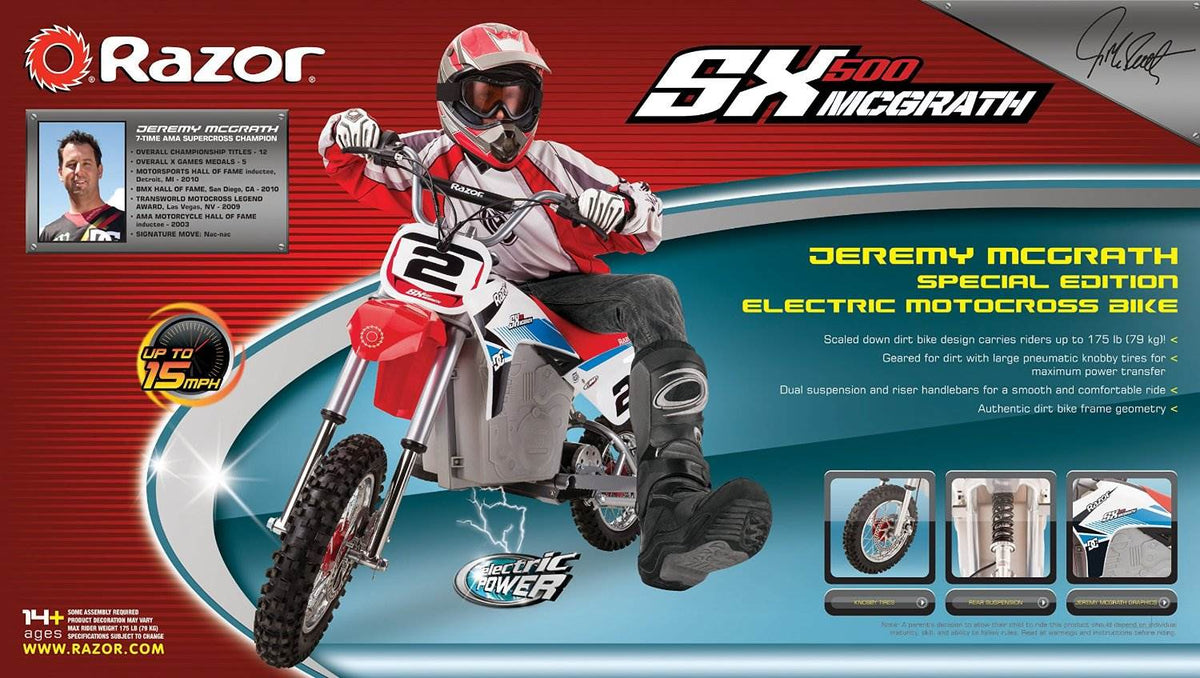 Razor SX500 Dirt Rocket Jeremy McGrath Electric Motorcycle Motocross Bike