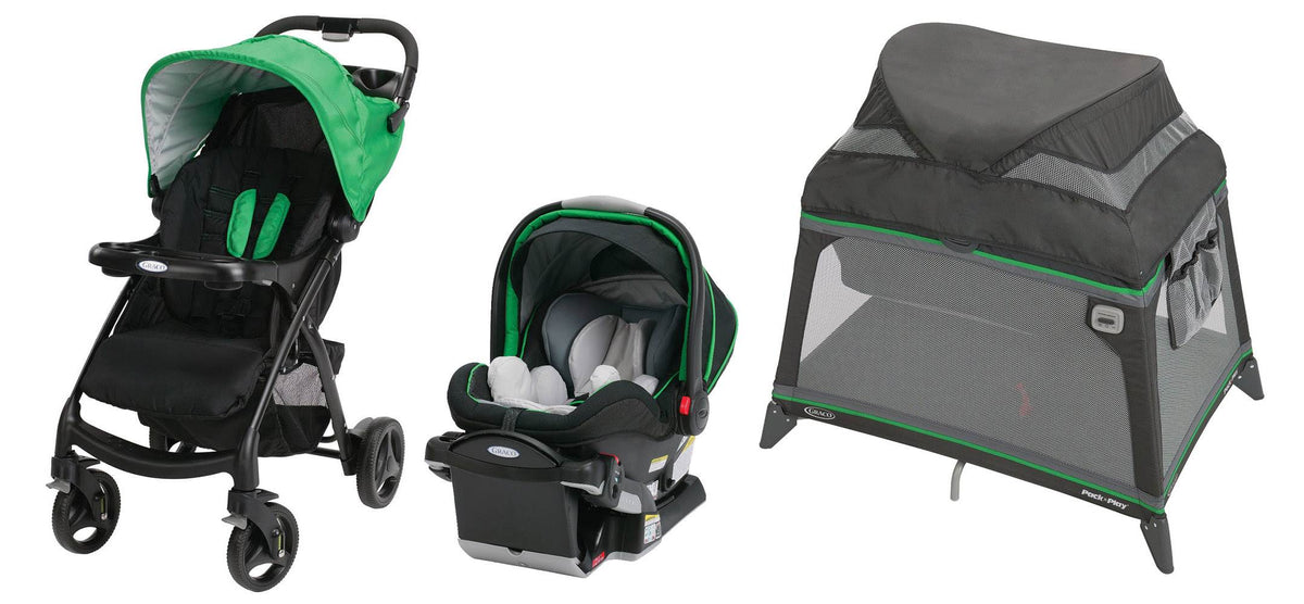 Graco Verb Click Connect Travel Stroller SnugRide Car Seat and Playard, Fern
