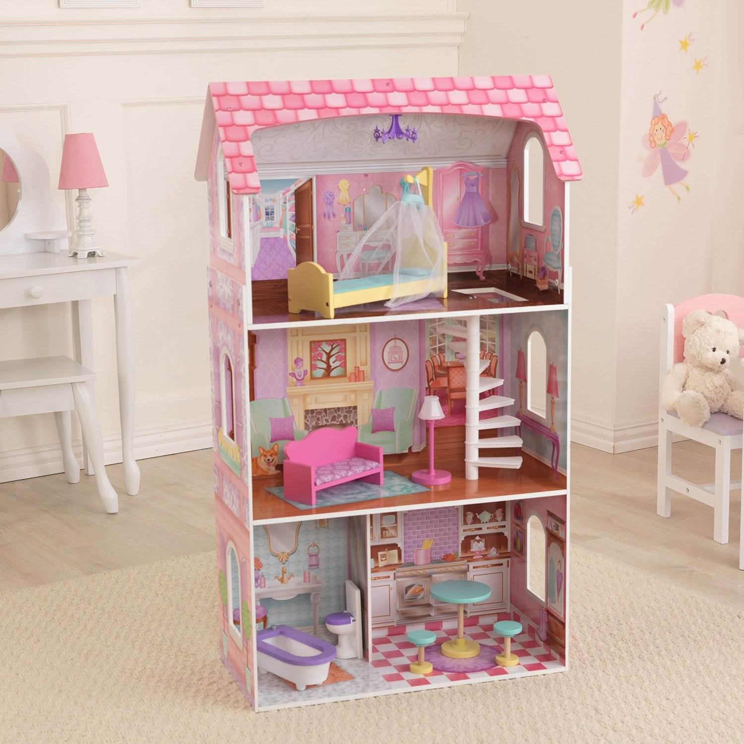KidKraft Penelope Dollhouse Modern Wooden Pretend Play House | 65179 - Open Box