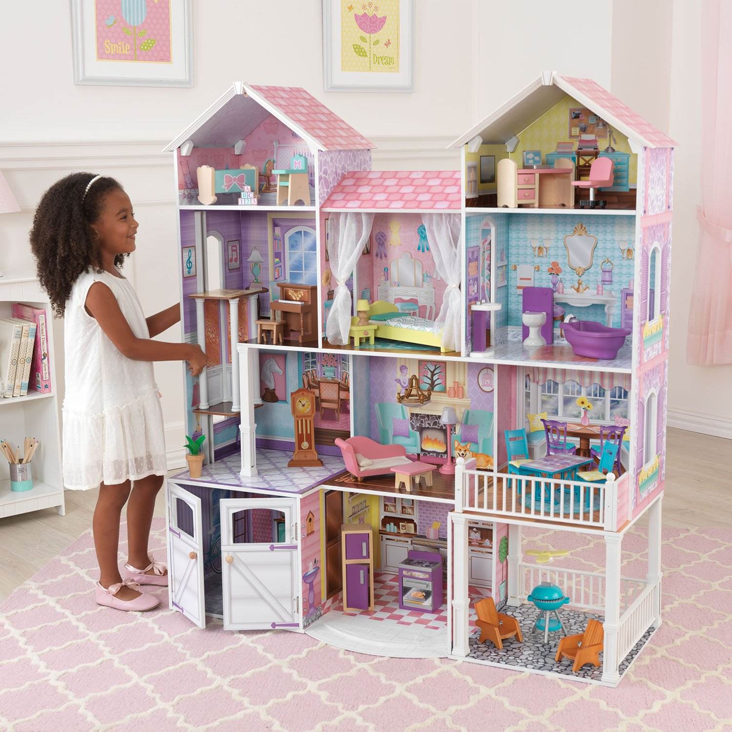 KidKraft Country Estates Dollhouse Wooden Pretend Play House |65242 - Open Box