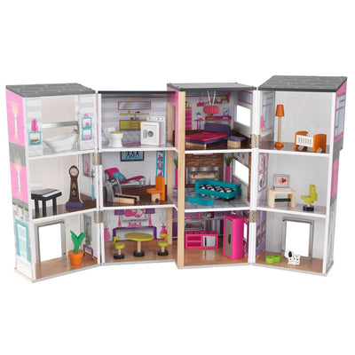 KidKraft Contemporary Deluxe Dollhouse Wooden Play House w/Furniture (Open Box)