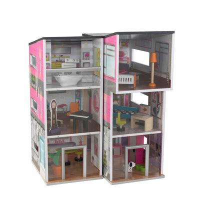 KidKraft Contemporary Deluxe Dollhouse Wooden Play House w/Furniture (Open Box)