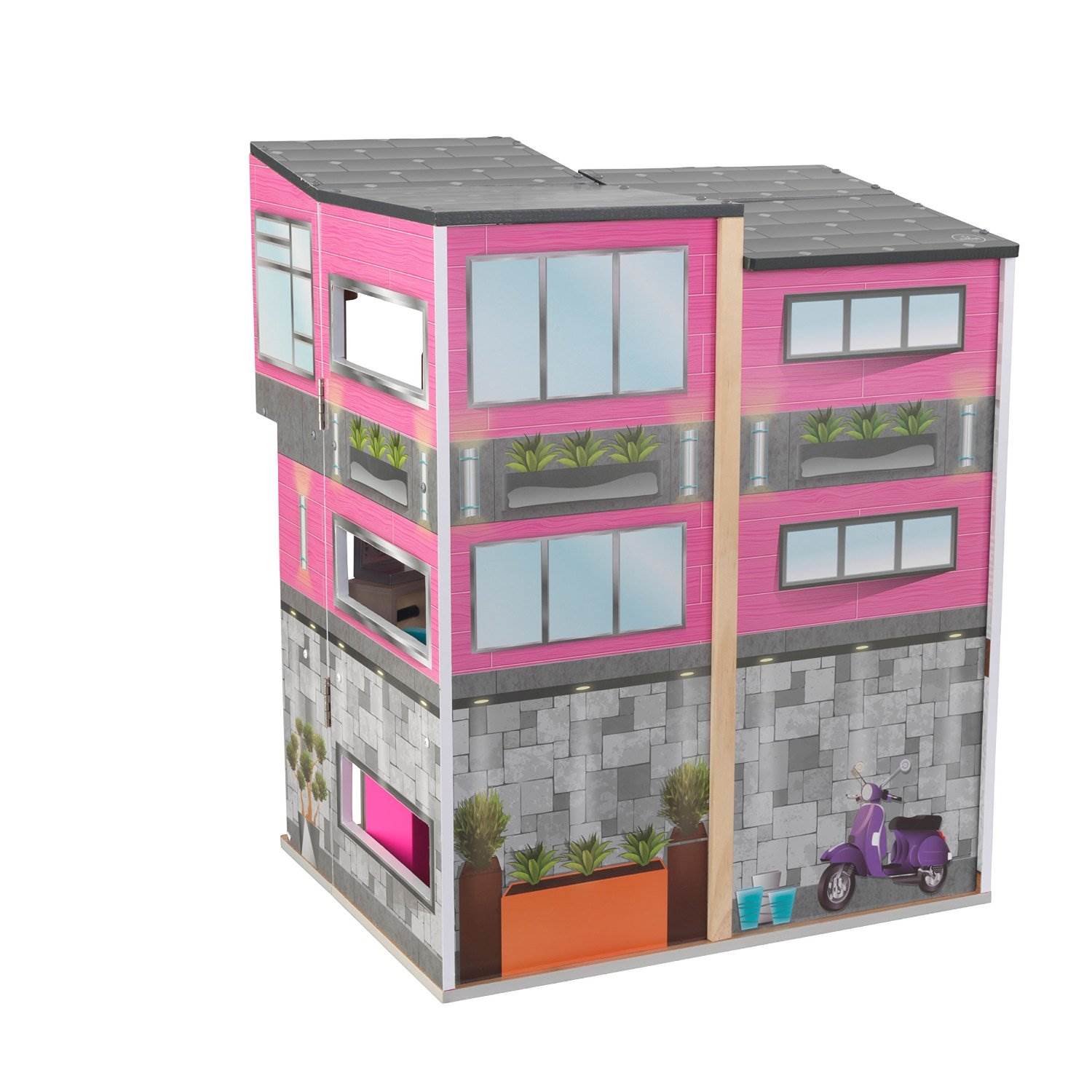 KidKraft Contemporary Deluxe Dollhouse Wooden Play House w/Furniture (Open Box)