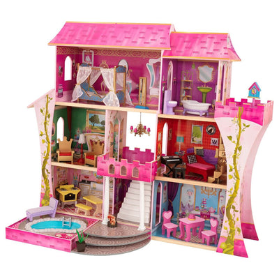 KidKraft Once Upon a Time Dollhouse Wooden Play House with 23 Furniture Pieces