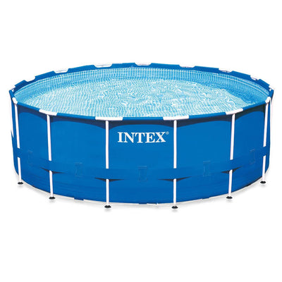 Intex 15 Feet x 48 Inches Metal Frame Pool Set w/ Ladde and Pump (Open Box)