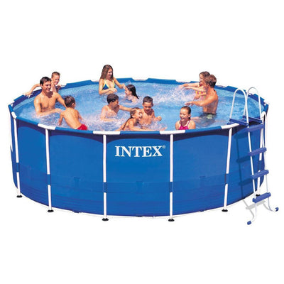 Intex 15 Feet x 48 Inches Metal Frame Pool Set w/ Ladde and Pump (Open Box)