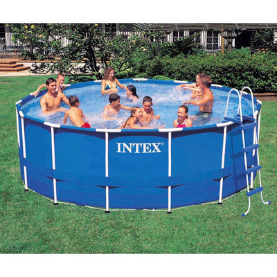 Intex 15 Feet x 48 Inches Metal Frame Pool Set w/ Ladde and Pump (Open Box)
