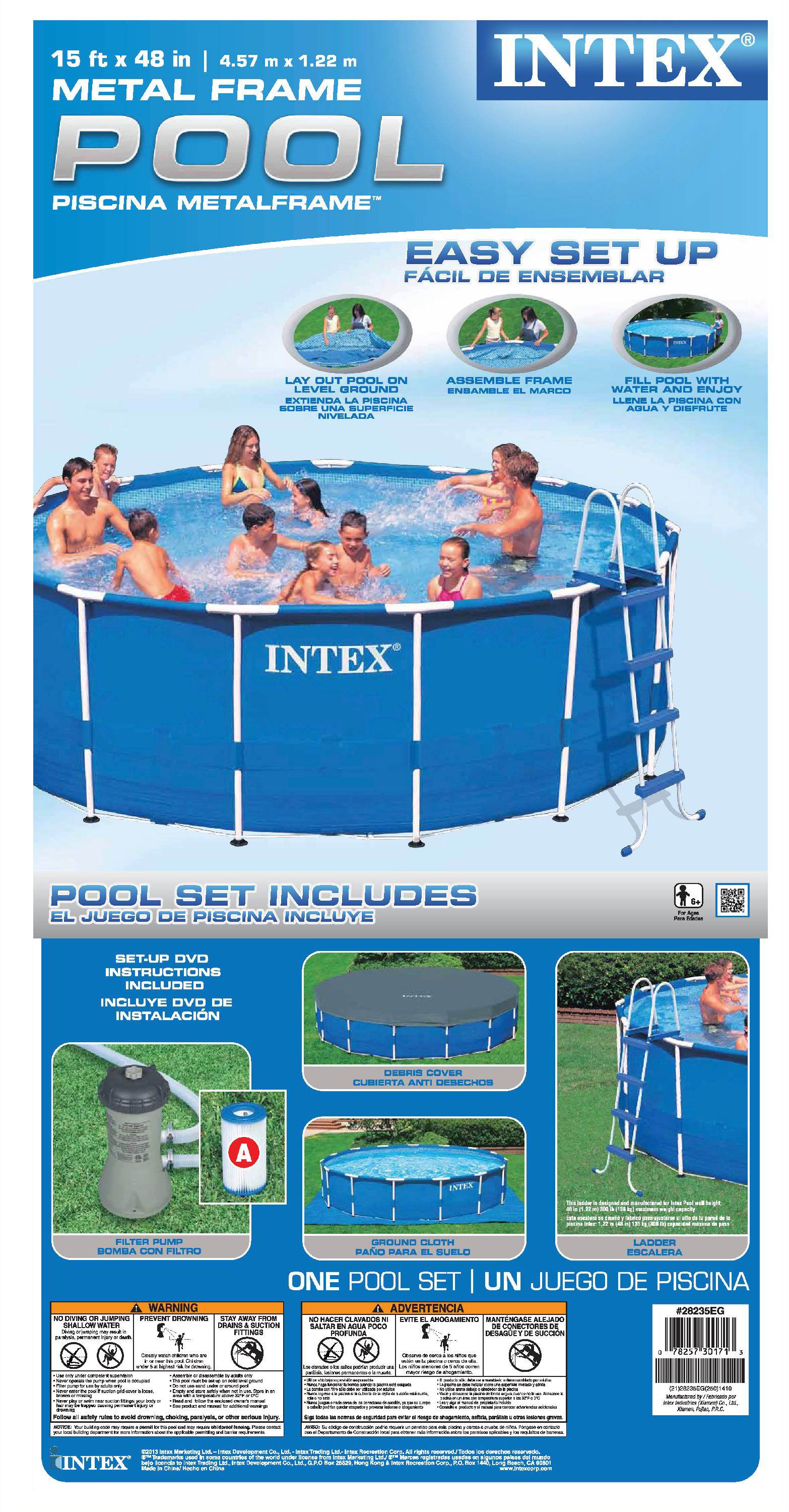 Intex 15 Feet x 48 Inches Metal Frame Pool Set w/ Ladde and Pump (Open Box)