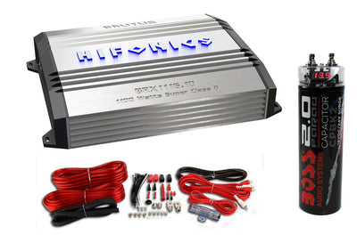 Hifonics BRX1116.1D MONO 1100 Watt Class D Amplifier Amp + Wiring + Capacitor