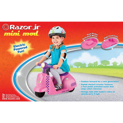 Razor Jr. Mini Mod Electric Scooter Rid-On Little Kids Moped, Pink | Open Box