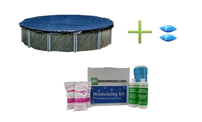Swimline 28' Above Ground Round Pool Cover + 2) Air Pillows + Winterizing Kit