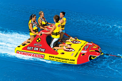 SPORTSSTUFF Bandwagon 2+2 Towable Inflatable 4 Rider Lake Water Tube (Open Box)