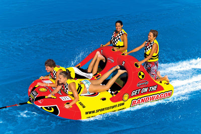SPORTSSTUFF Bandwagon 2+2 Towable Inflatable 4 Rider Lake Water Tube (Open Box)