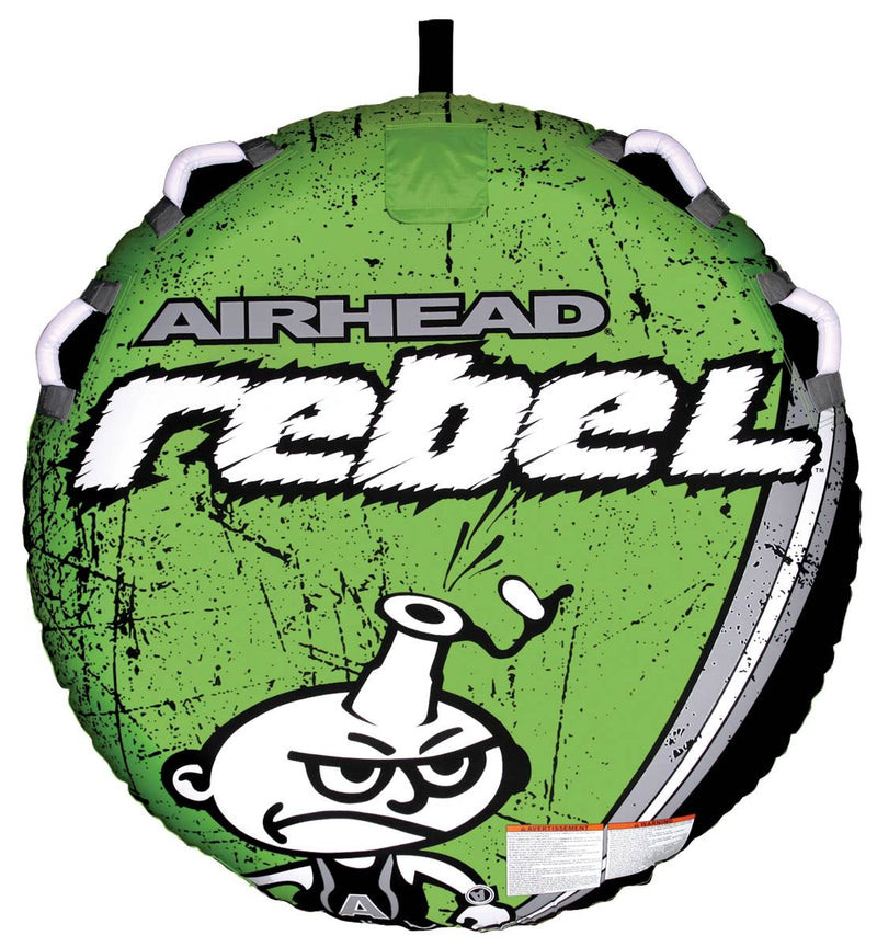 Airhead AHRE-12 Rebel Single Rider Lake Boat Towable Tube with Rope and Pump Kit