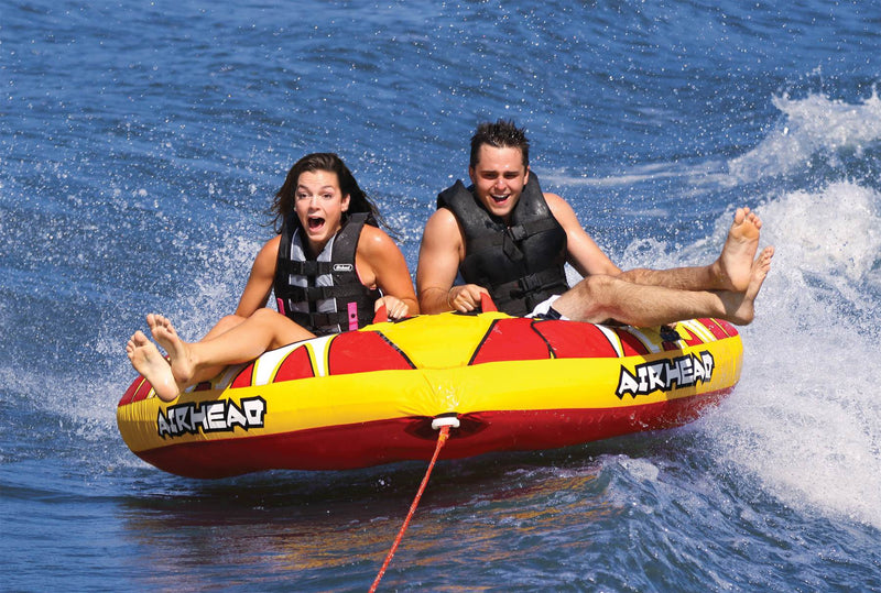 AIRHEAD Turbo Blast Inflatable Double Rider Boat Water Tube (Open Box) (2 Pack)
