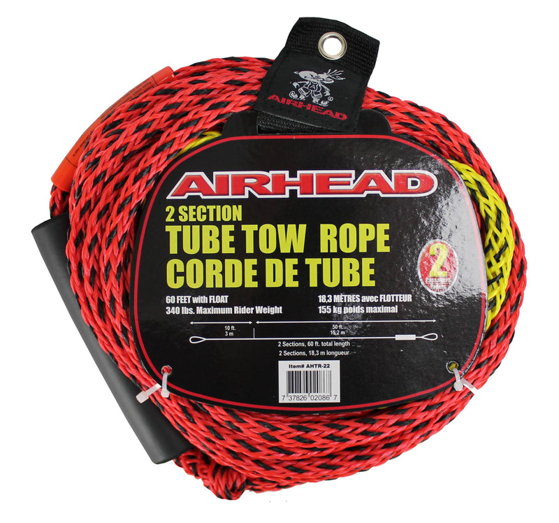 Airhead Tube Rope 2 Section W/ Floater 2-Rider Towable Lake Boat Water(Open Box)