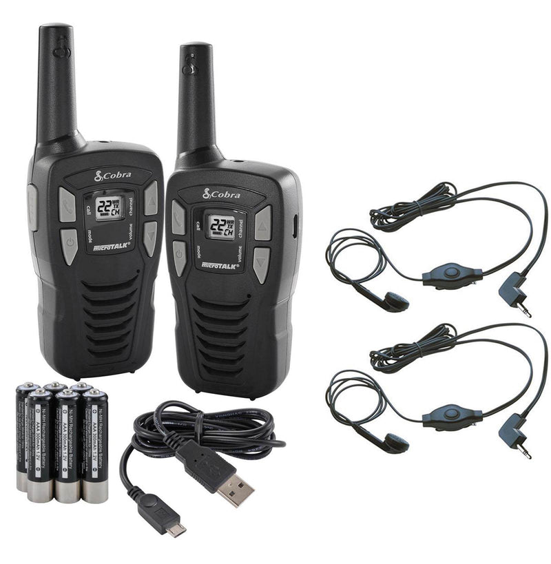 (2) COBRA CXT145 16 Mile 22 Ch FRS/GMRS Walkie Talkie 2-Way Radios w/ Headsets