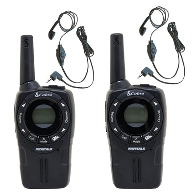(2) COBRA CXT235 MicroTalk 20 Mile 22 Ch Walkie Talkie 2-Way Radios w/ Headsets