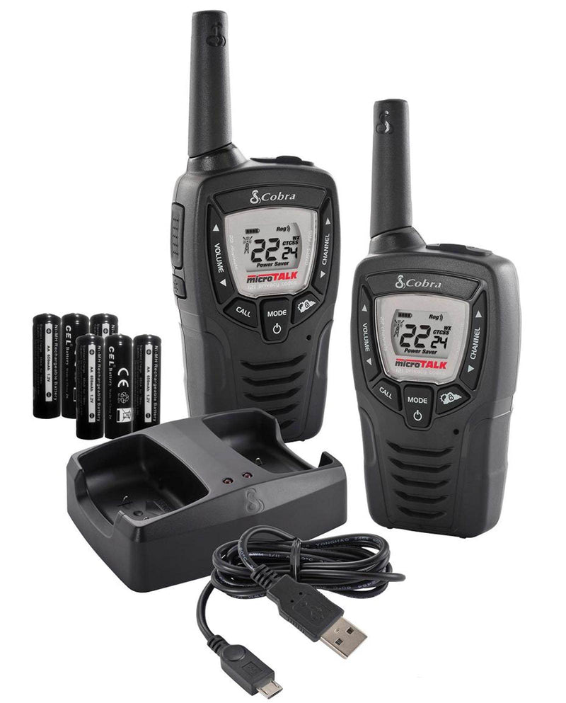 (4) COBRA CXT395 MicroTalk 23 Mile 22 Ch Walkie Talkie 2-Way Radios w/ Headsets