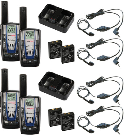 Cobra 30-Mile 22-Channel Walkie Talkies w/Headsets, 4 Radios (Refurbished)