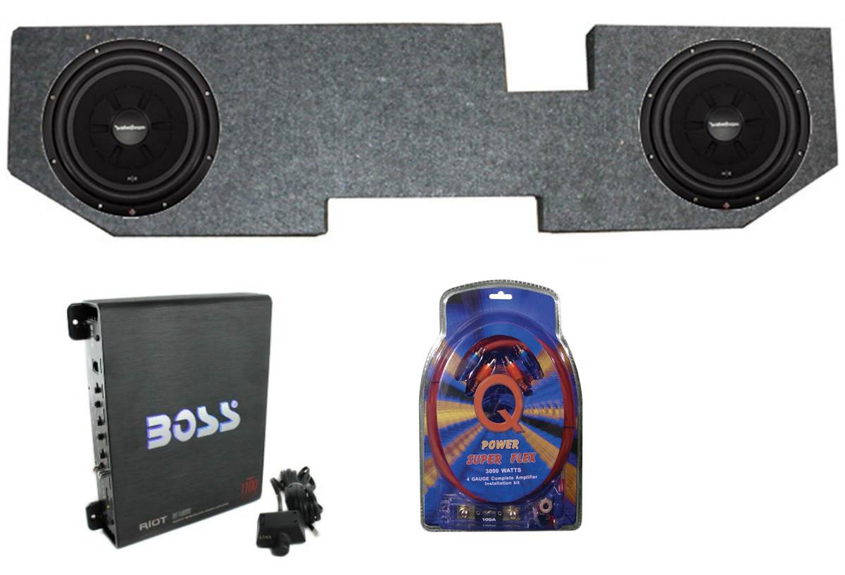 2) ROCKFORD R2D2-10 10 Inch Subwoofers + Dodge Ram 02-15 Box + Mono Amp + Wiring