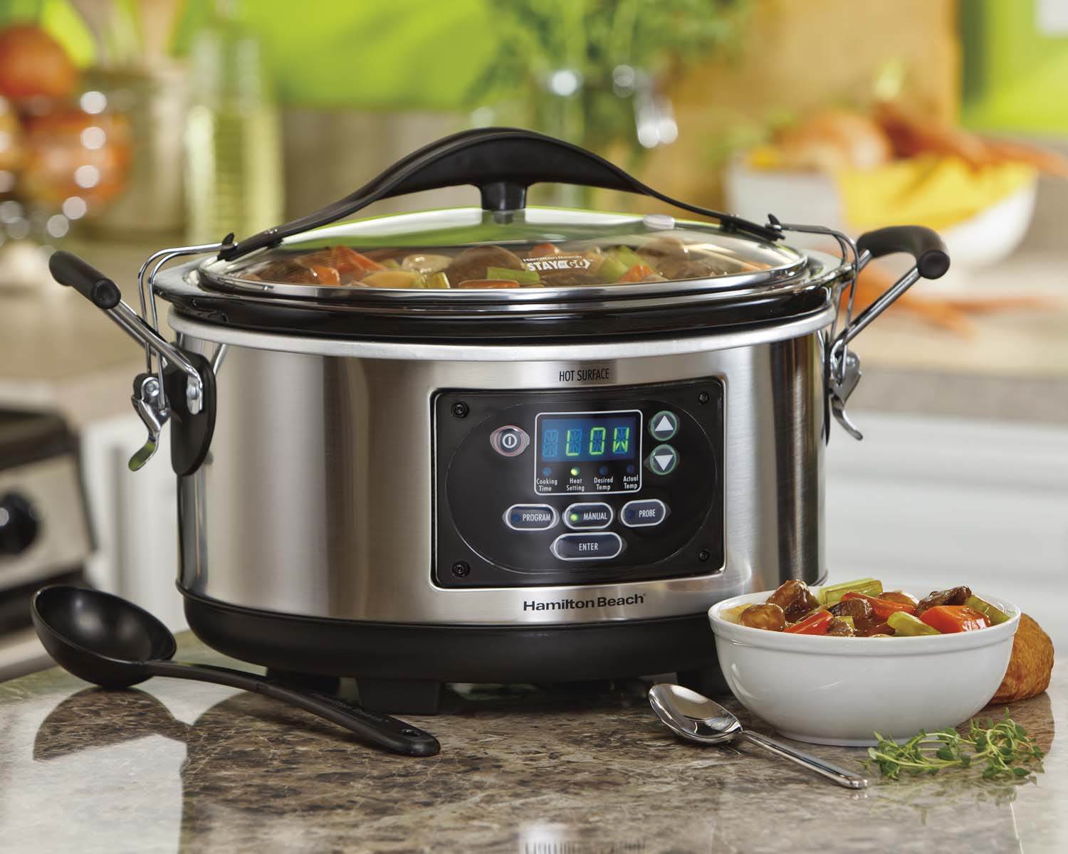 Hamilton Beach 6-Quart Portable Probe Slow Cooker, 33967 w/3 Sterilite Baskets - VMInnovations