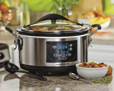 Hamilton Beach 6-Quart Portable Probe Slow Cooker, 33967 w/3 Sterilite Baskets - VMInnovations