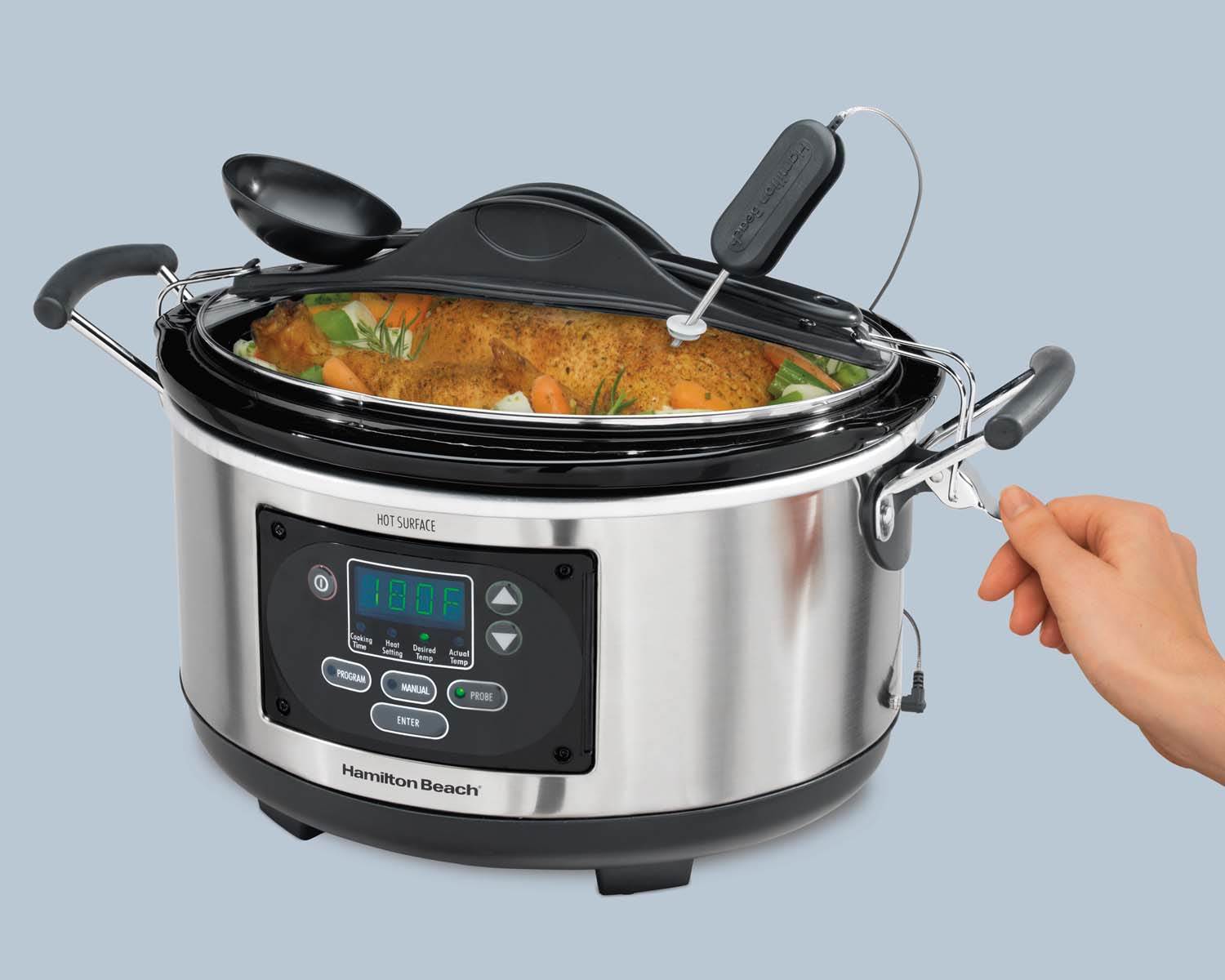 Hamilton Beach 6-Quart Portable Probe Slow Cooker, 33967 w/3 Sterilite Baskets - VMInnovations