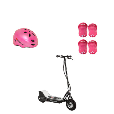 Razor Electric Rechargeable Scooter + Youth Helmet + Kids Elbow & Knee Pad Set