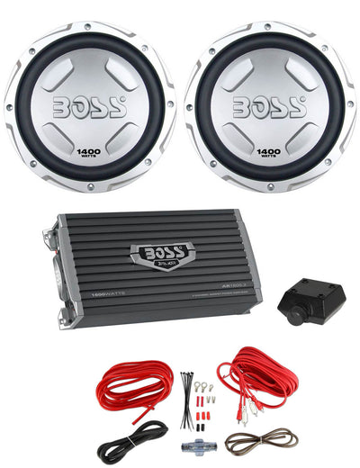 BOSS AUDIO CX122 12" 2800W Car Power 2) Subwoofers Sub + 2Ch Amplifier+ Amp Kit