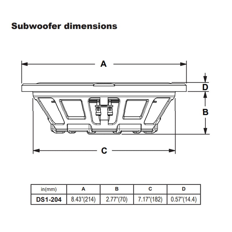 MBQuart DS1-204 400 Watt 8 Inch Shallow SlimSub DVC Car Subwoofer (Open Box)