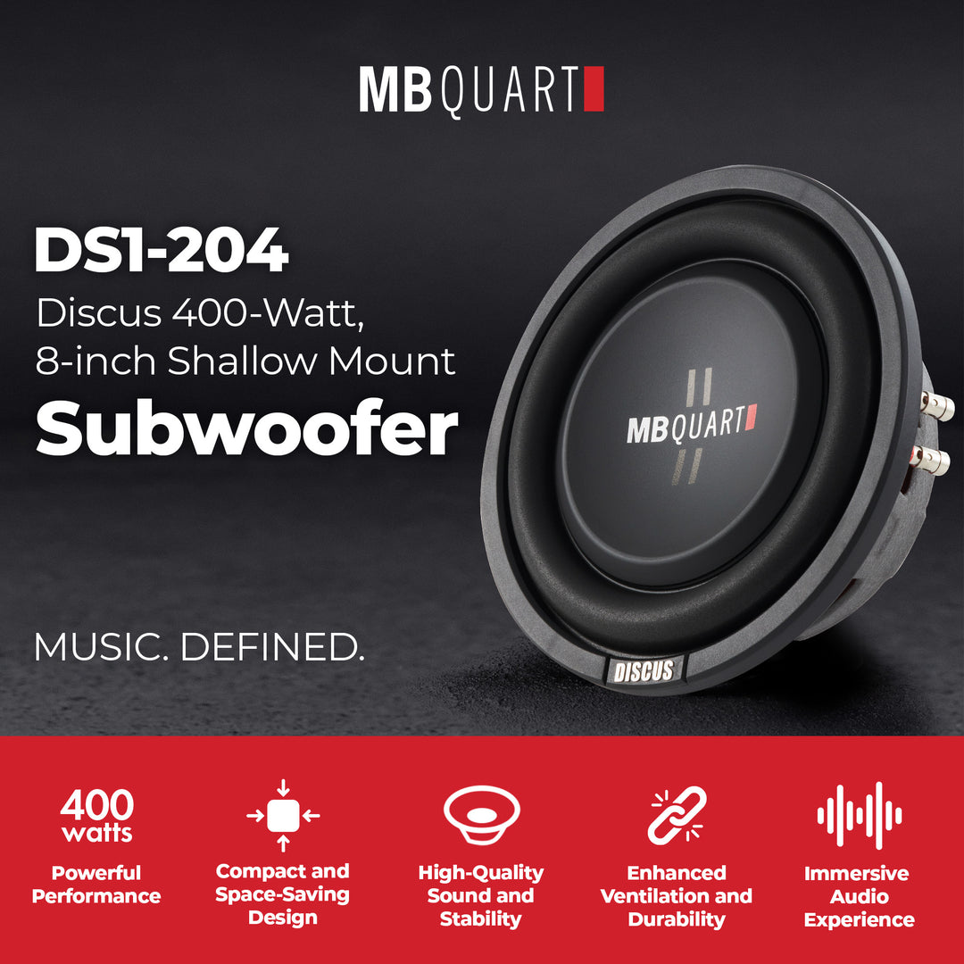 MB Quart 8” Shallow Car Sub Single Speaker & Marine Powersports Nautic Amplifier
