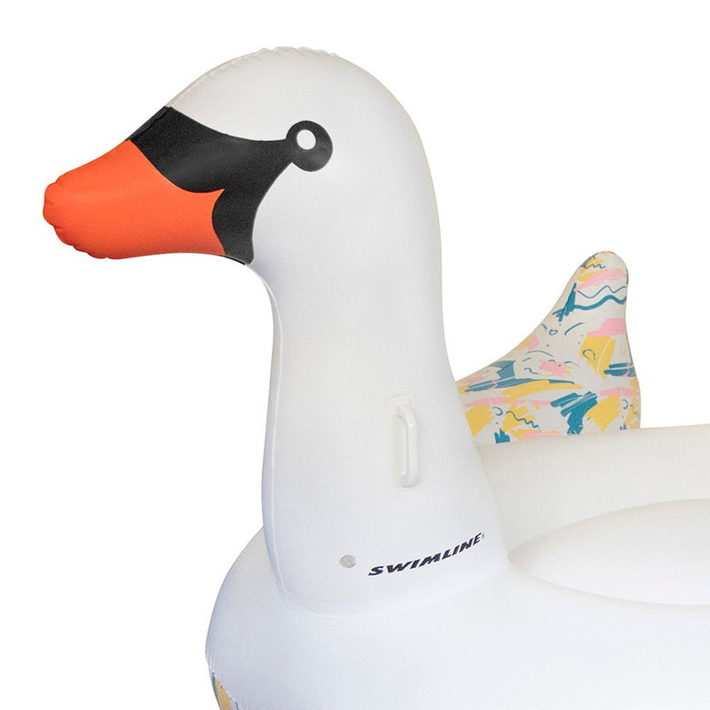 Giant Inflatable Swan Pool Float Bundled w/ Highroller Chip Inflatable Float