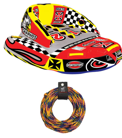 SPORTSSTUFF 53-1780 Chariot Warbird 2 Double Rider Towable Tube and 60' Tow Rope