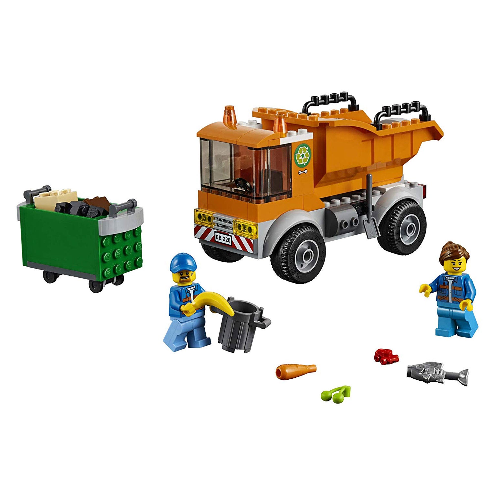 LEGO 60220 City 90 Piece Garbage Truck Building Set with 2 Minifigures for Kids