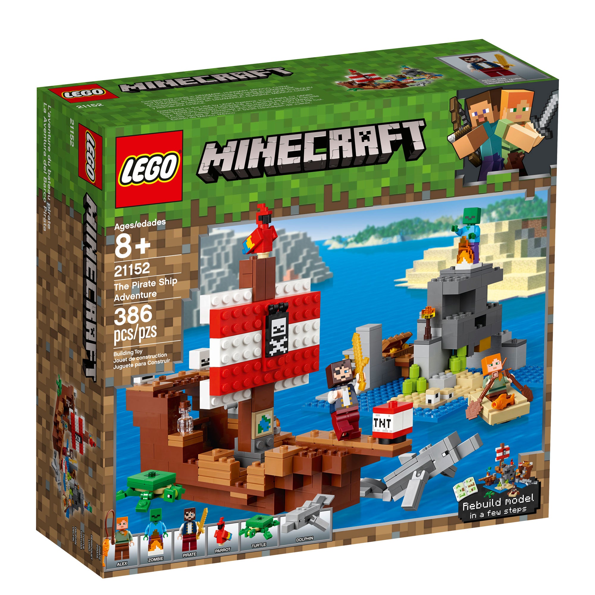LEGO 21152 Minecraft  386 Piece Pirate Ship Adventure Building Set for Kids