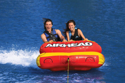 AIRHEAD AHLW-2 Live Wire 2 Inflatable 1-2 Rider Boat Towable Tube with Tow Rope