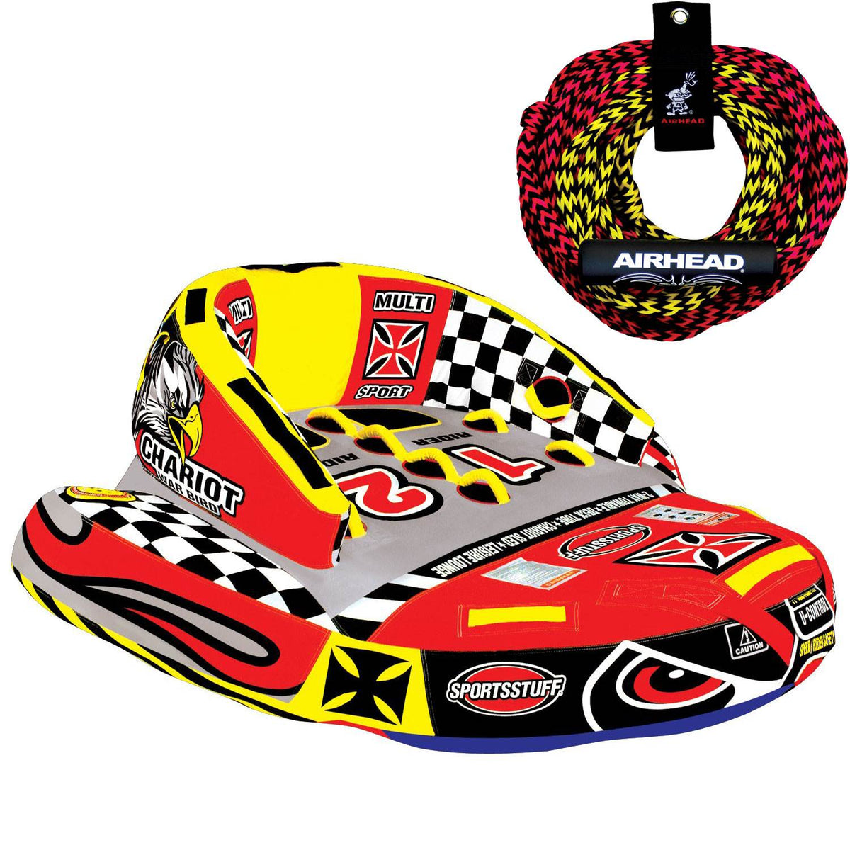 SPORTSSTUFF 53-1780 Chariot Warbird 2 Double Rider Inflatable Towable & Tow Rope