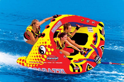 SPORTSSTUFF 53-1750 Poparazzi Triple Rider Inflatable Towable Tube w/ Tow Rope